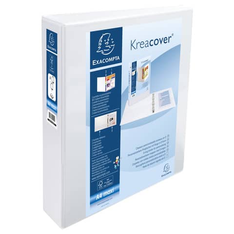 Raccoglitore personalizzabile Exacompta A4 maxi Kreacover® bianco 4 anelli a D 40 mm - 51943E